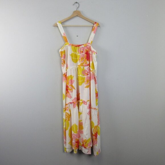 Free People Floral Midi Dress - Pink and Yellow - Picture 1 of 11